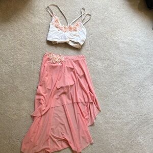 Elegant Pink and White Two-Piece Dance Costume